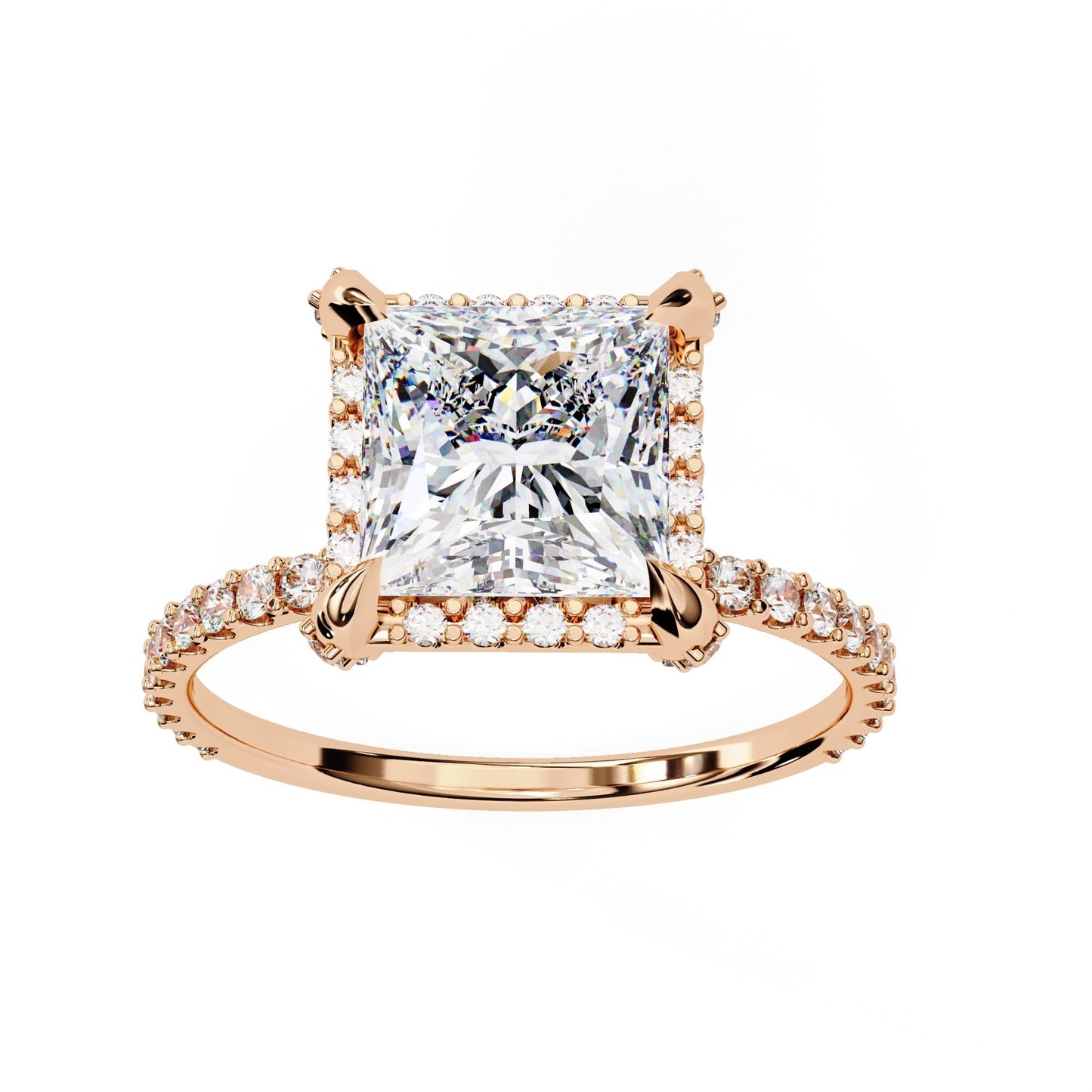 Lab Grown Princess Cut Diamond Solitaire Accent Ring