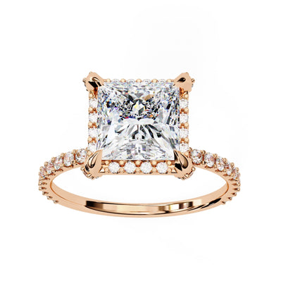 Lab Grown Princess Cut Diamond Solitaire Accent Ring