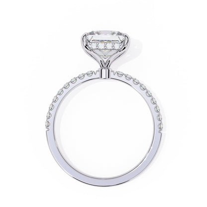 Princess Cut Solitaire Diamond Engagement Ring with Hidden Halo