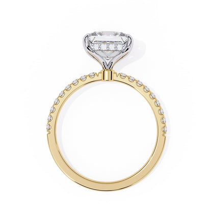 Princess Cut Solitaire Diamond Engagement Ring with Hidden Halo