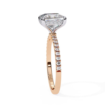 Princess Cut Solitaire Diamond Engagement Ring with Hidden Halo