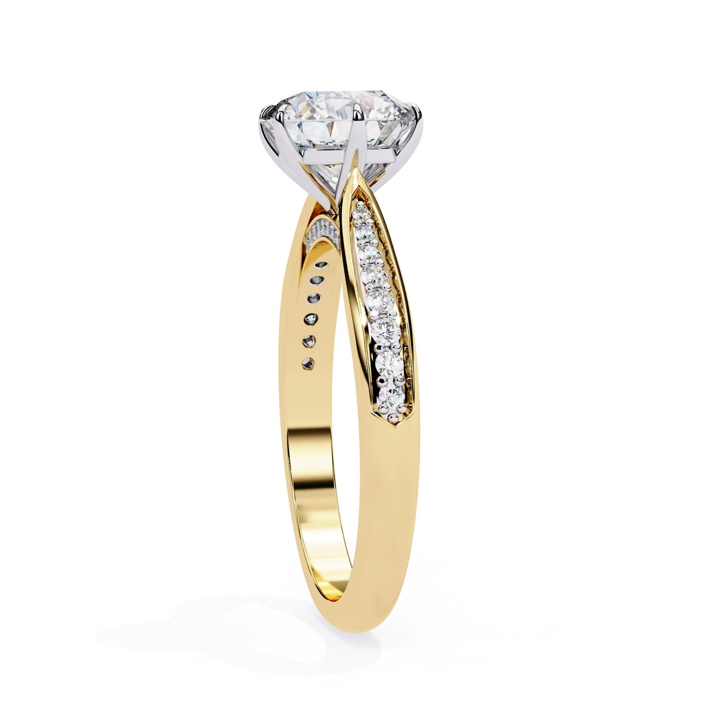 Lab Diamond Round Cut Solitaire Accent Ring