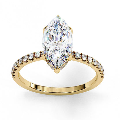 Marquise Diamond Hidden Halo Engagement Ring