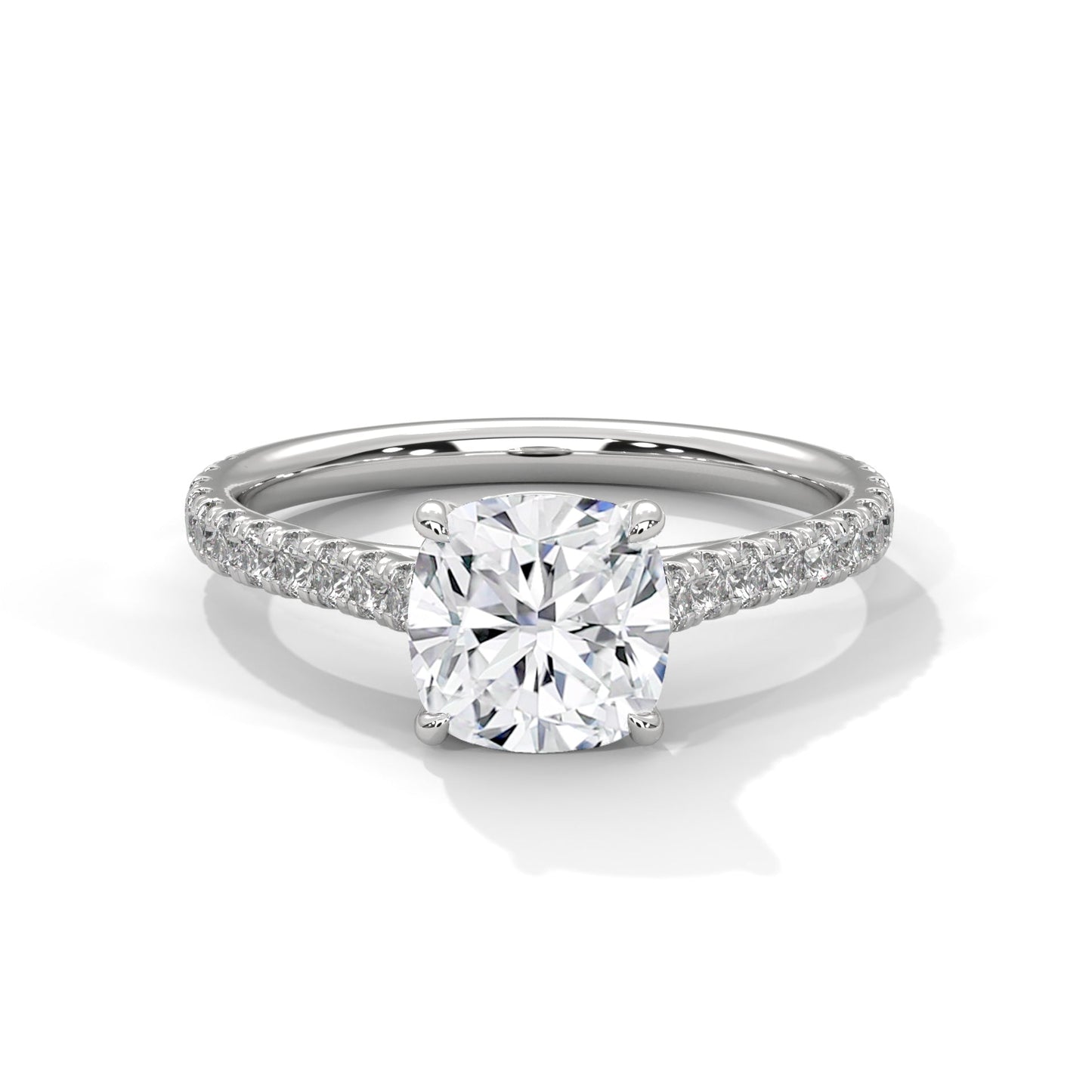 Cushion Diamond Solitaire Ring With Accent Setting