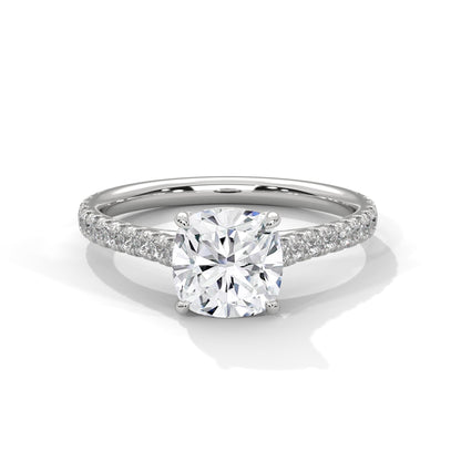 Cushion Diamond Solitaire Ring With Accent Setting