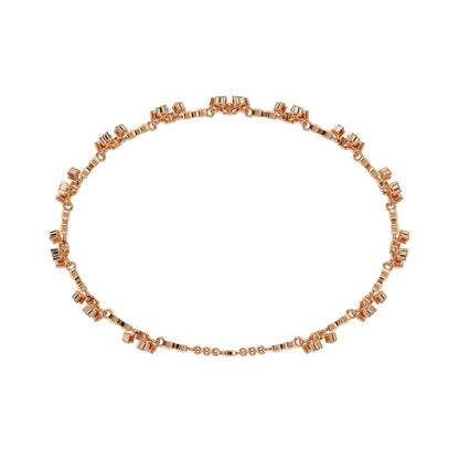 Rose gold necklace on a white background
