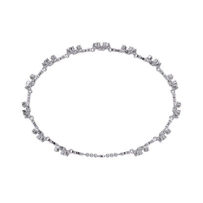 White Gold bracelet with small square links on a white background