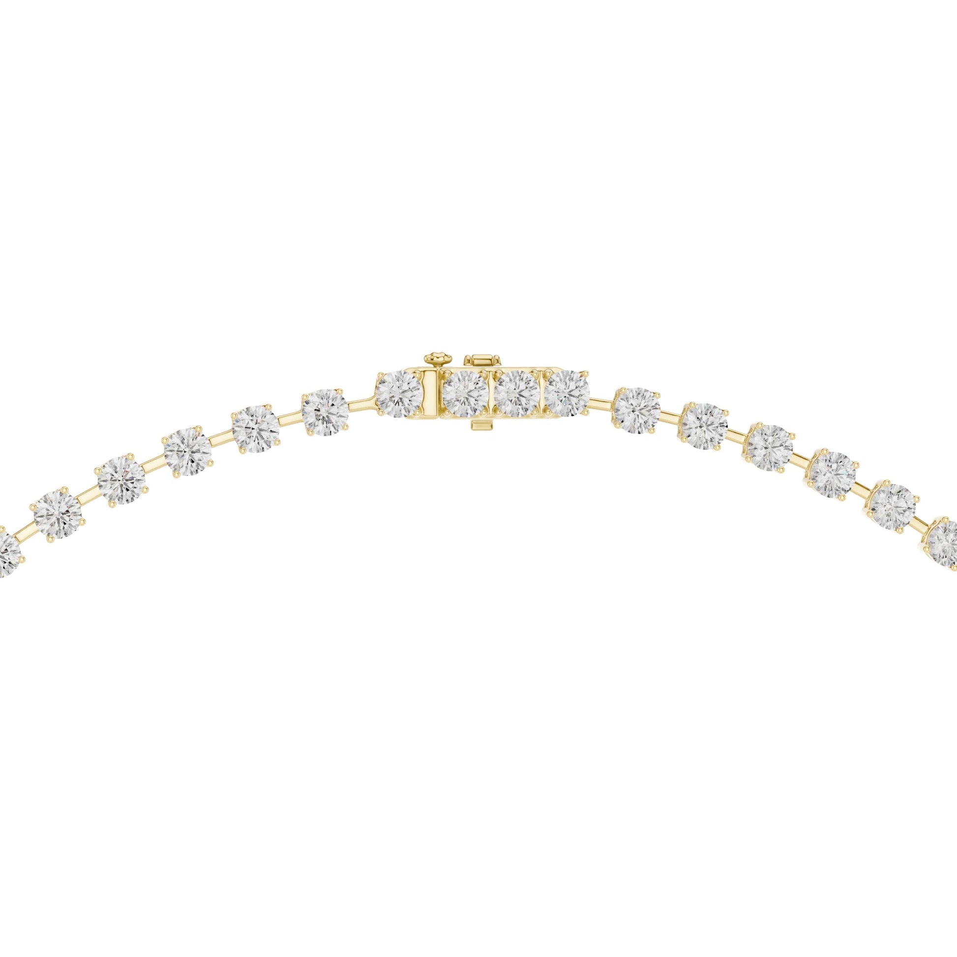 Gold necklace with diamonds on a white background
