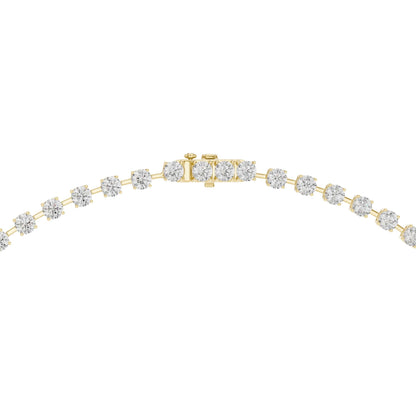 Gold necklace with diamonds on a white background