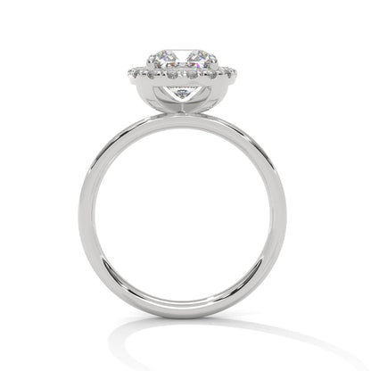 Silver ring with a diamond on a white background
