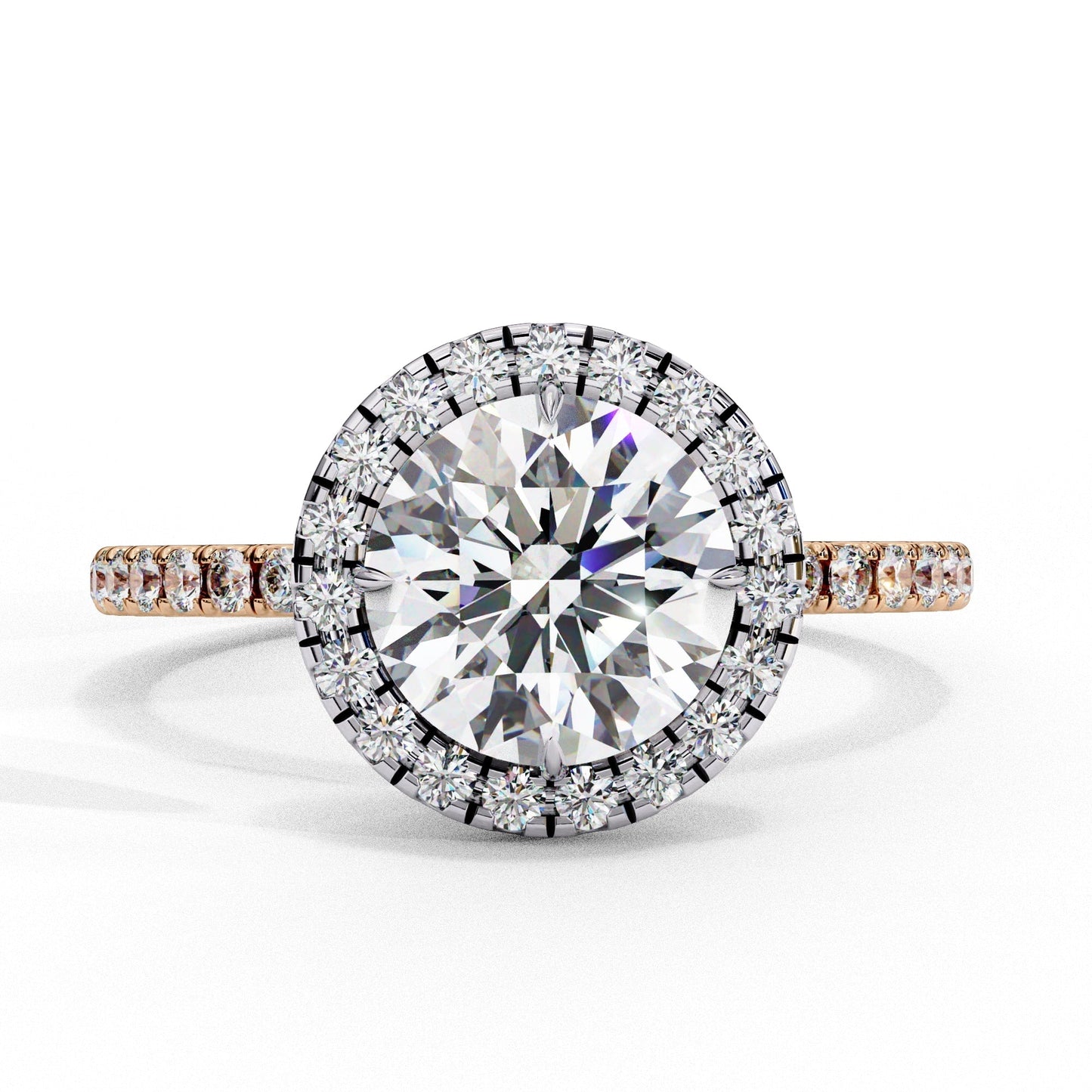 Diamond ring with a clear gemstone on a white background