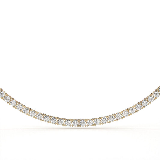 Gold necklace with diamonds on a white background