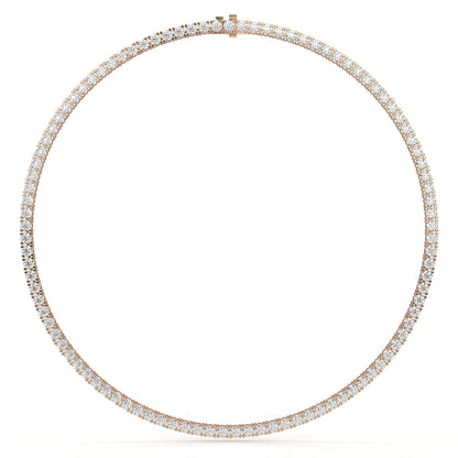 Rose gold necklace with diamonds on a white background