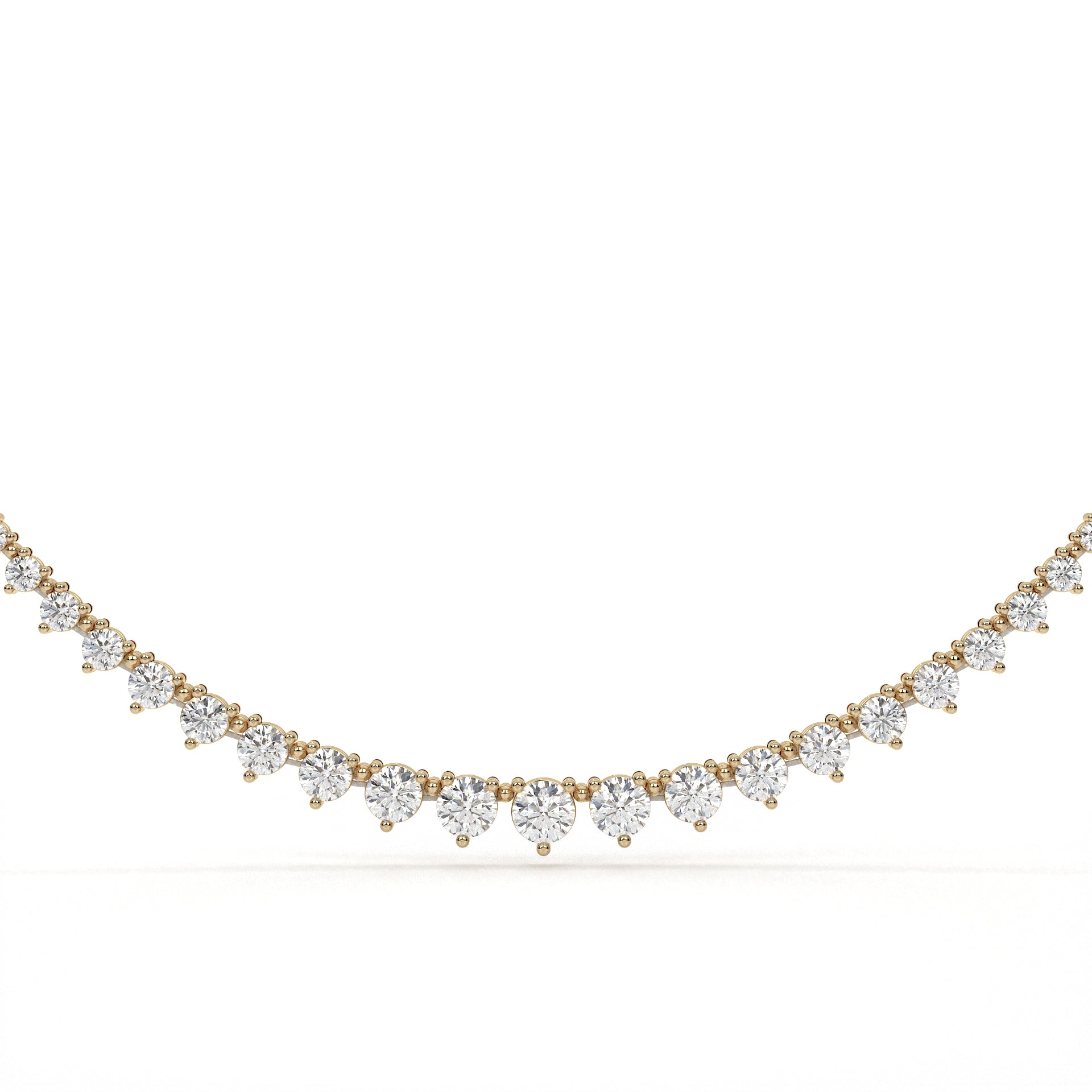 Gold and diamond necklace on a white background