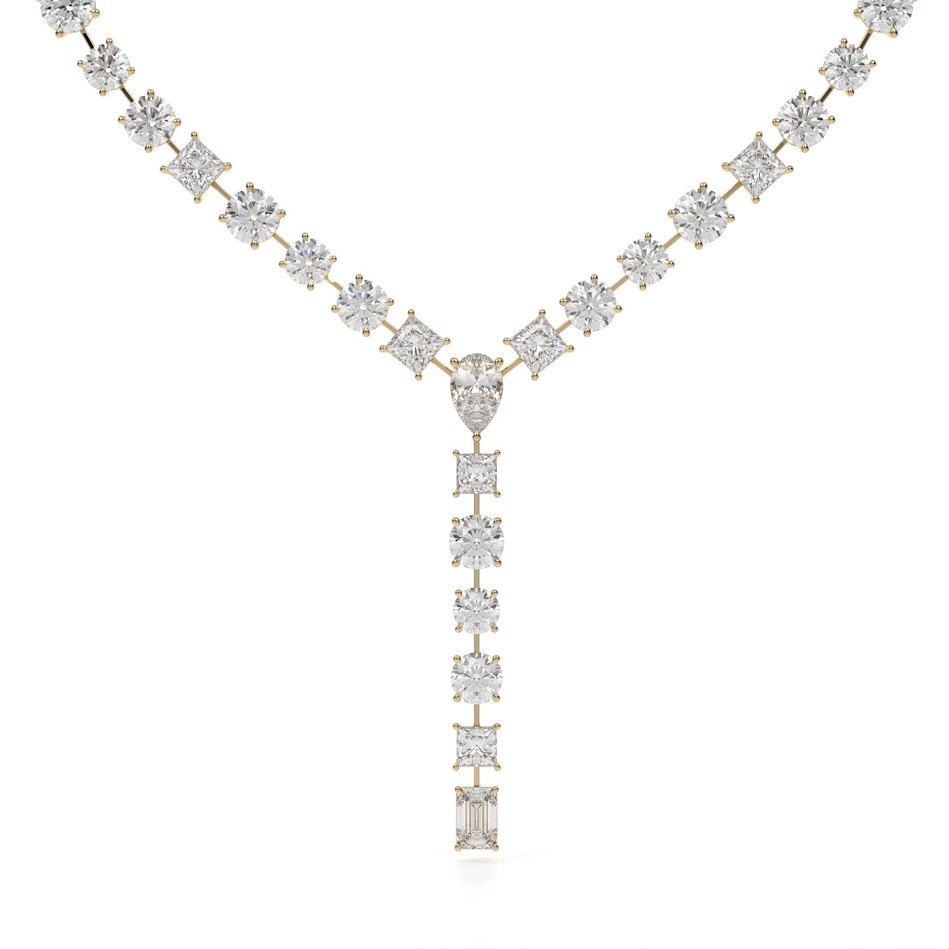 Diamond necklace on a white background