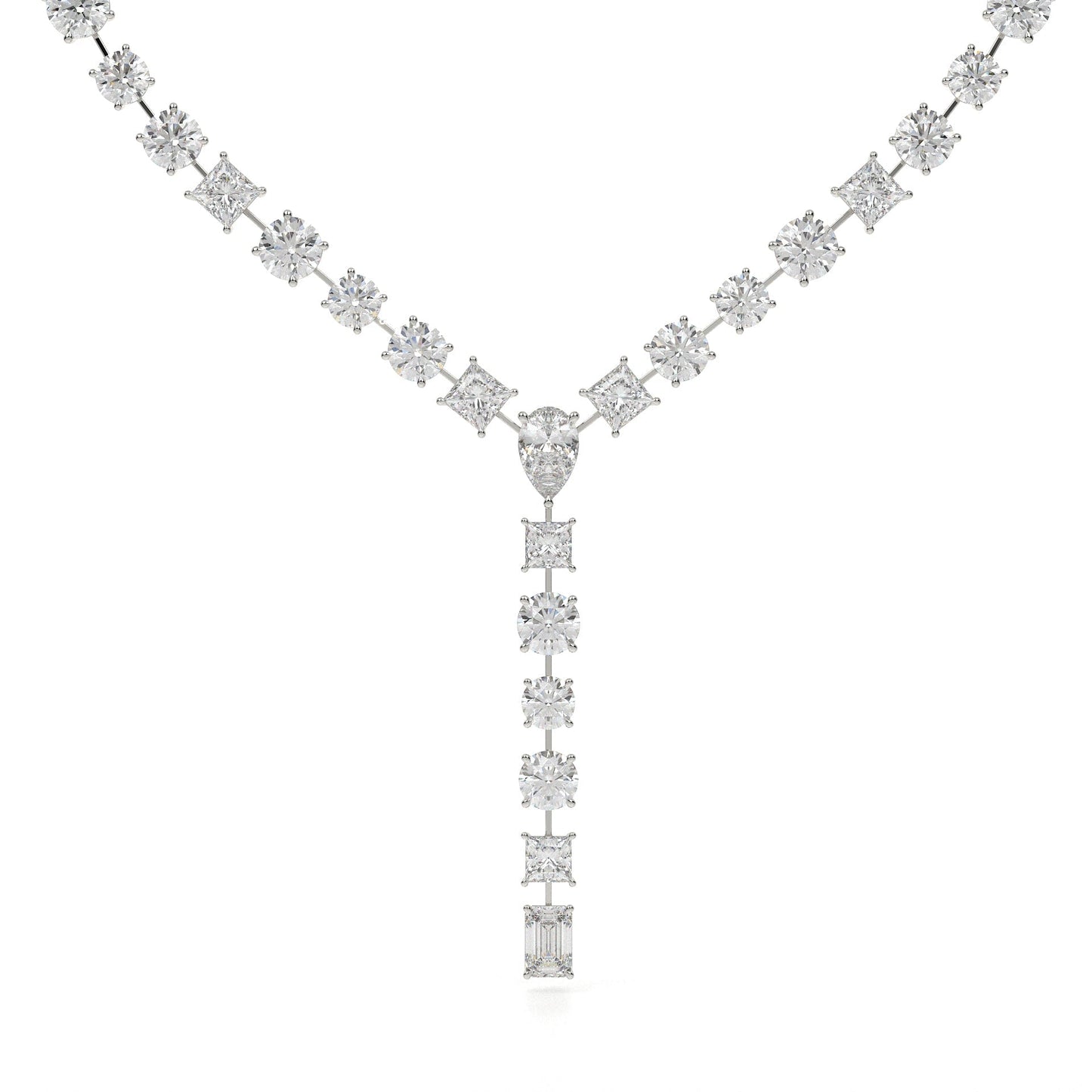 Diamond necklace on a white background