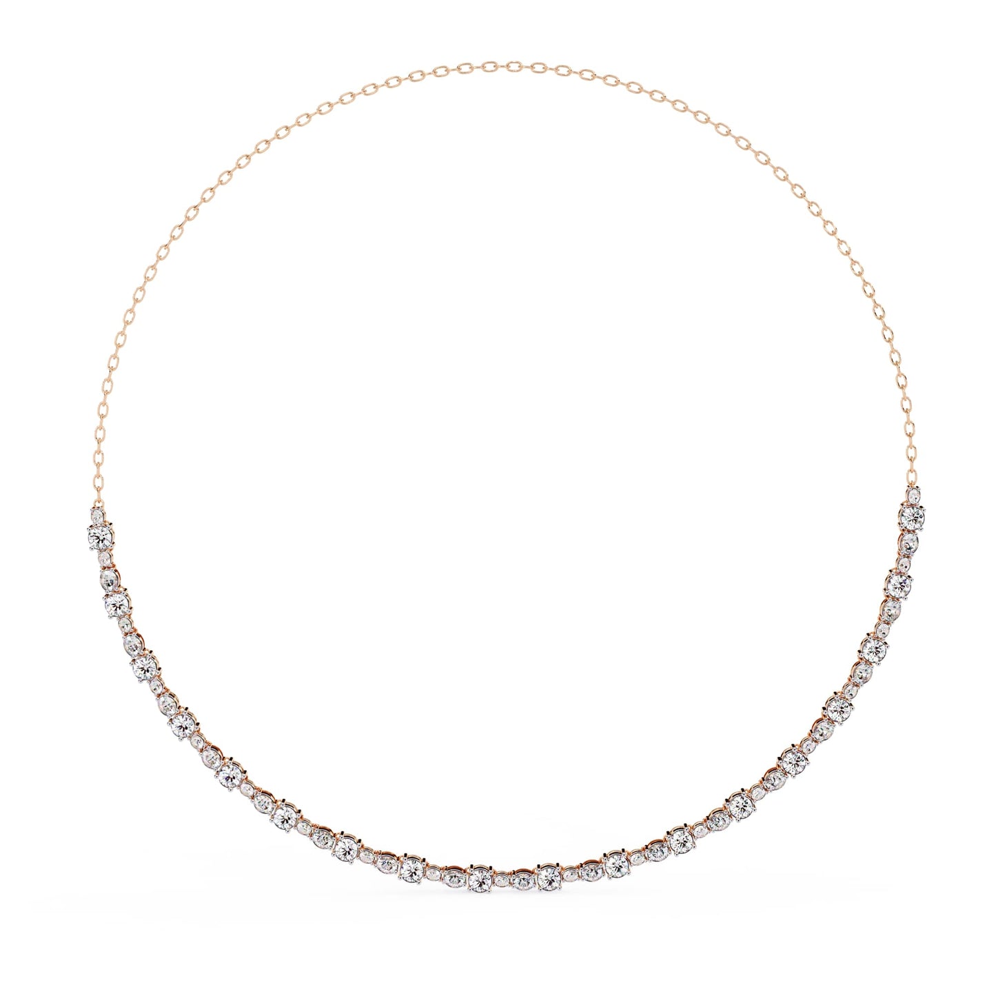 Round And Oval Cut Lab Diamond Tennis Necklace