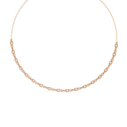 Round And Oval Cut Lab Diamond Tennis Necklace