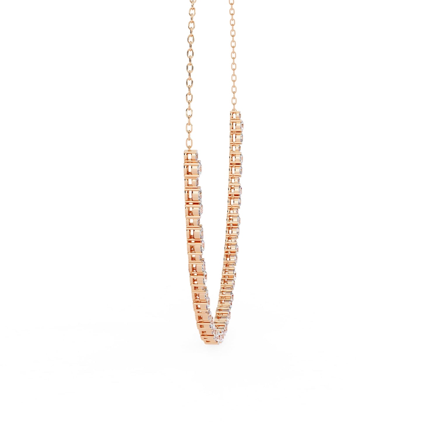 Round And Oval Cut Lab Diamond Tennis Necklace