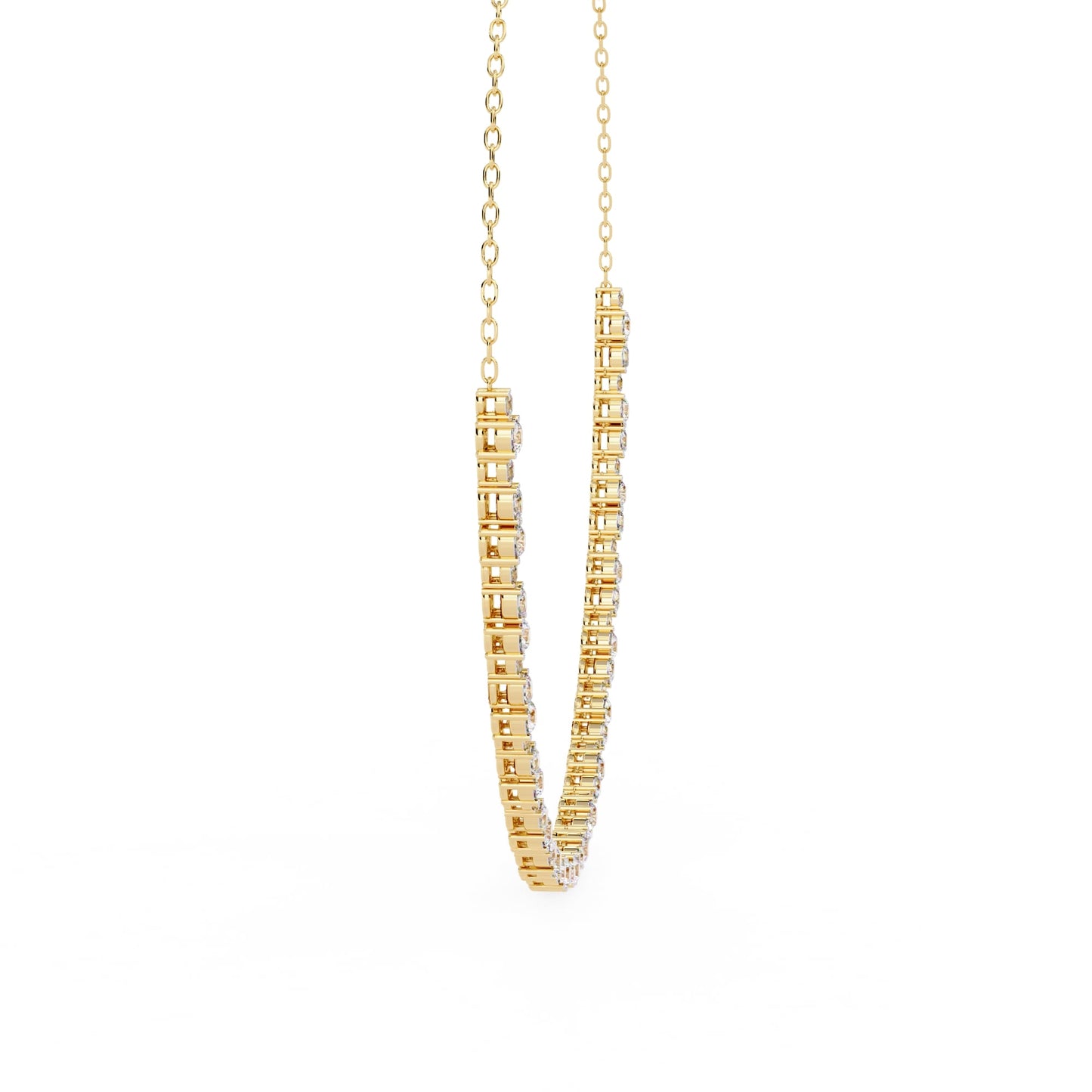 Round And Oval Cut Lab Diamond Tennis Necklace
