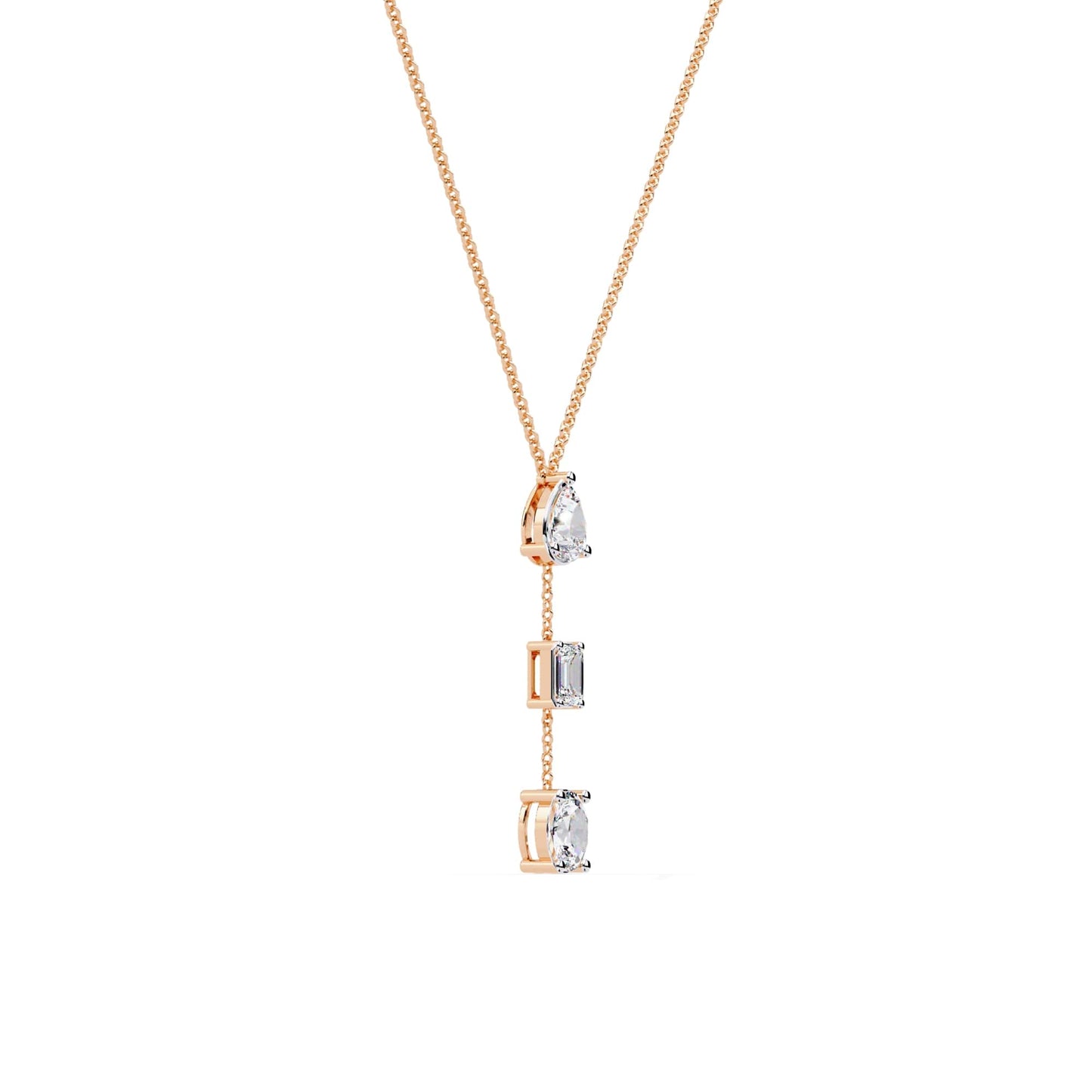 Multi Shape Lab Grown Diamond Drop Necklace