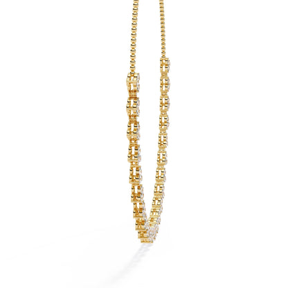 Unique Round Cut Lab Diamond Floral Necklace
