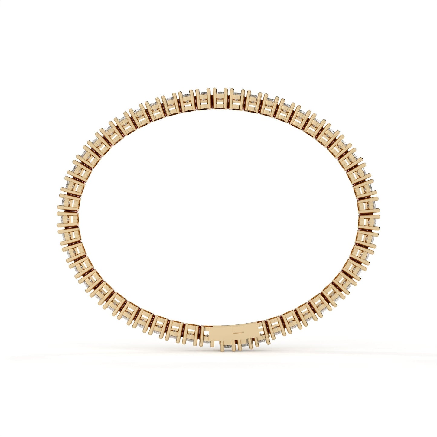 Gold ring with small square stones on a white background
