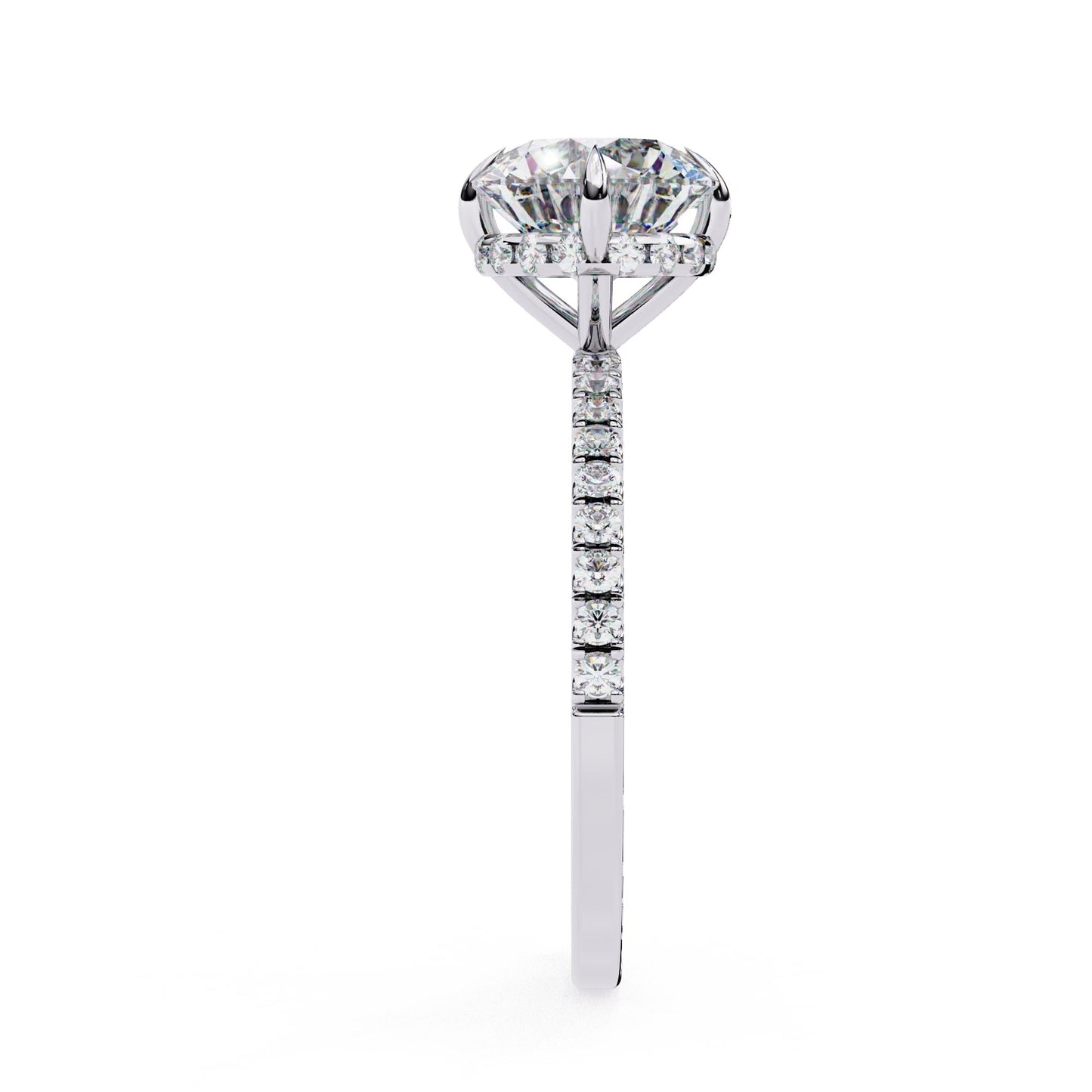 Hidden Halo Round Lab Diamond Engagement Ring