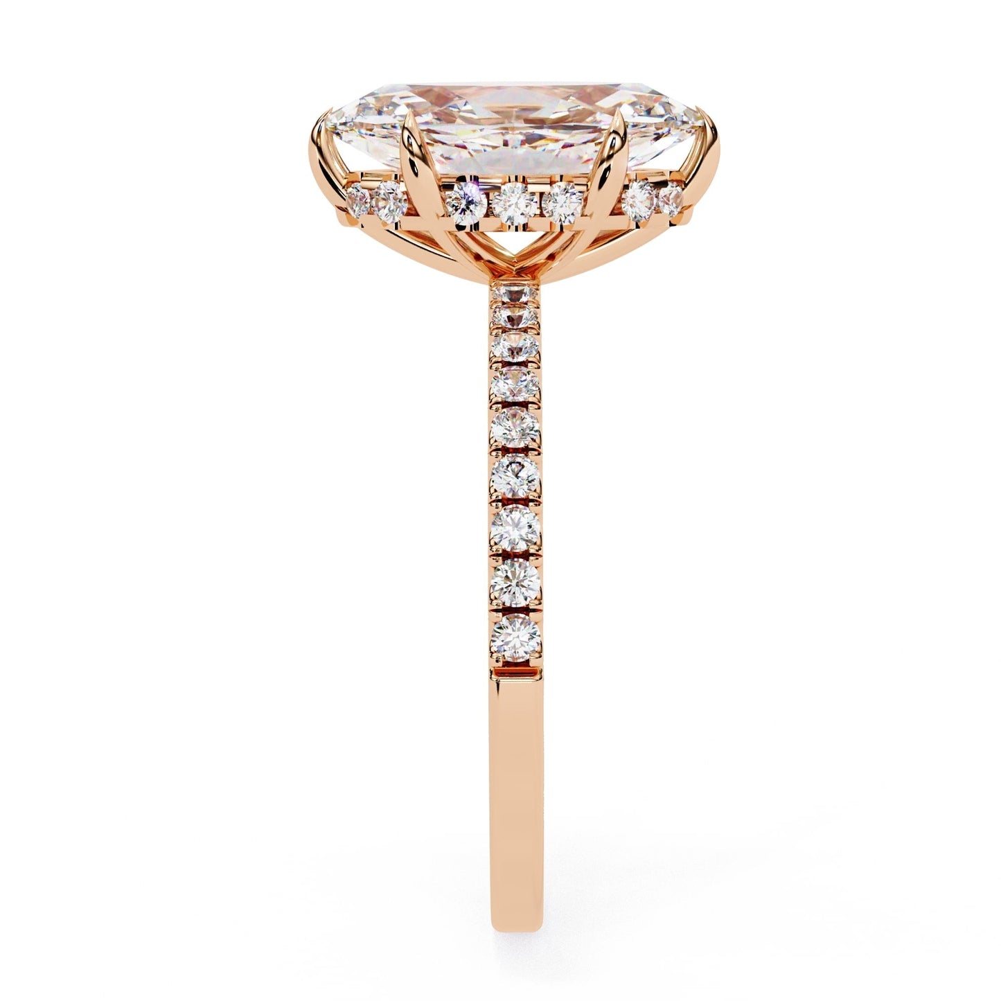 Marquise Diamond Hidden Halo Engagement Ring