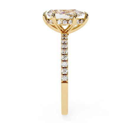 Yellow Gold Pear Diamond Solitaire Accent Ring