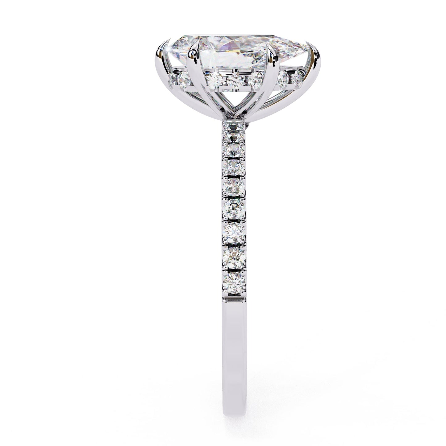 Yellow Gold Pear Diamond Solitaire Accent Ring