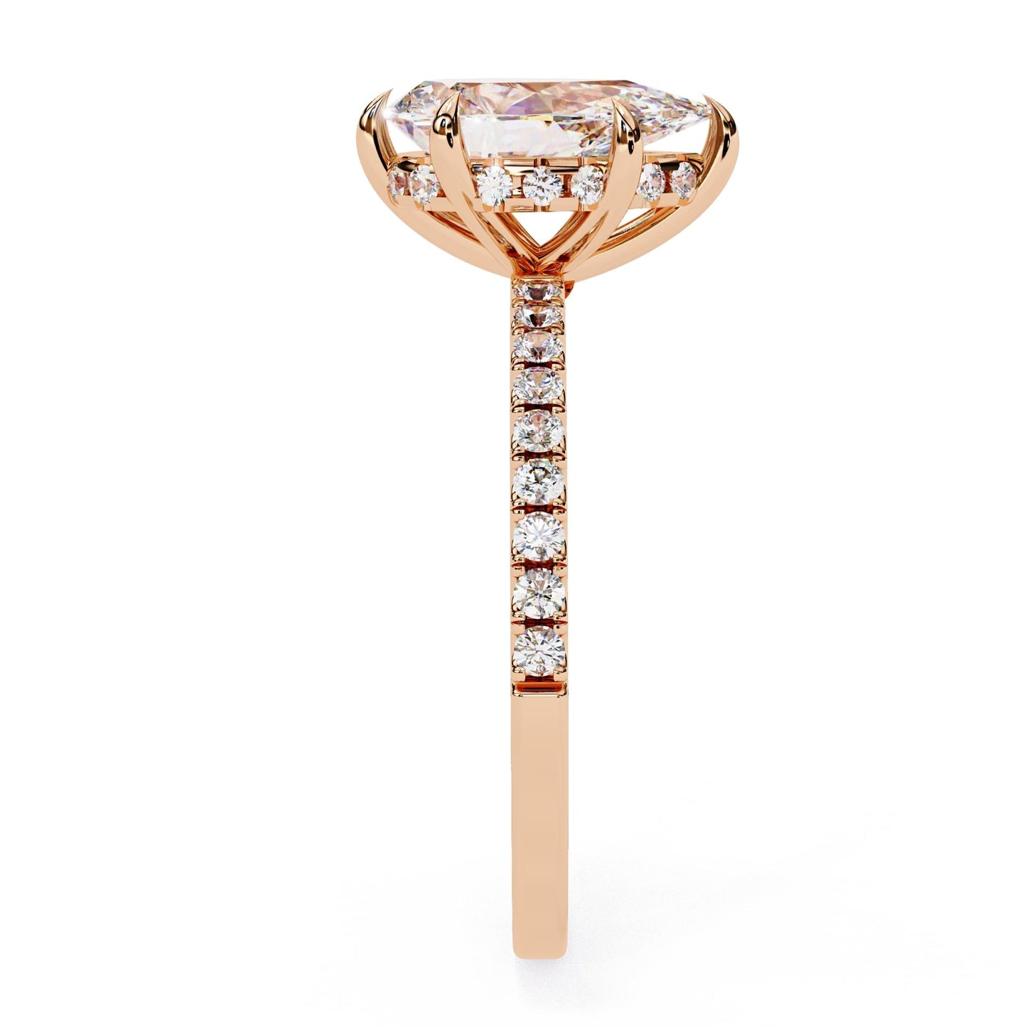 Yellow Gold Pear Diamond Solitaire Accent Ring