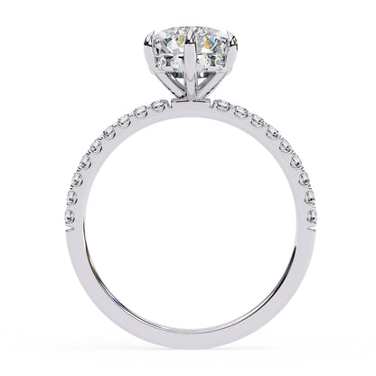 Yellow Gold Pear Diamond Solitaire Accent Ring