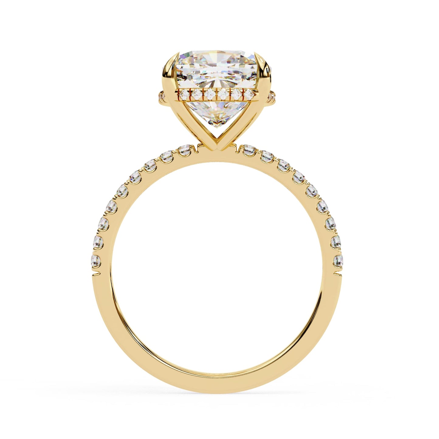 Lab Diamond Cushion Cut Solitaire Accent Engagement Ring