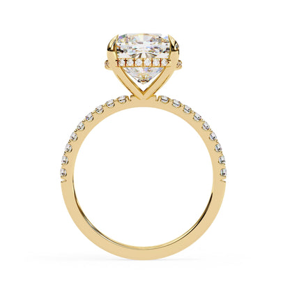 Lab Diamond Cushion Cut Solitaire Accent Engagement Ring