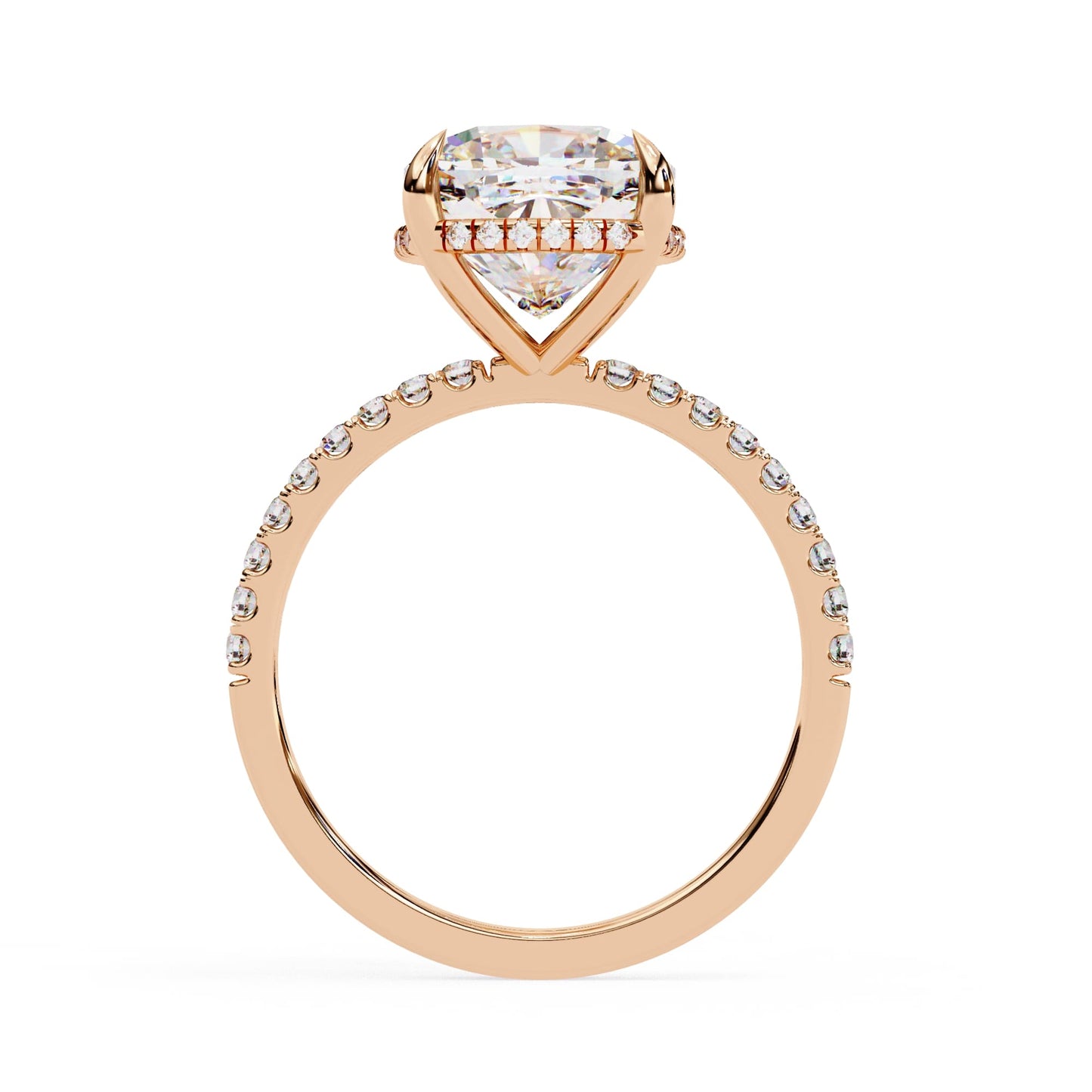 Lab Diamond Cushion Cut Solitaire Accent Engagement Ring