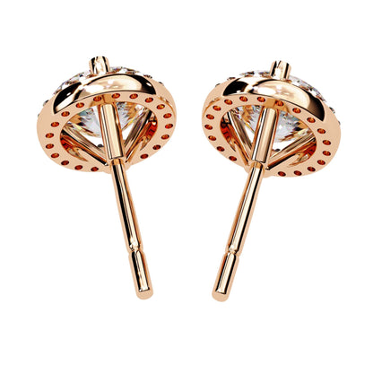 Round Cut Lab Diamond Halo Stud Earrings