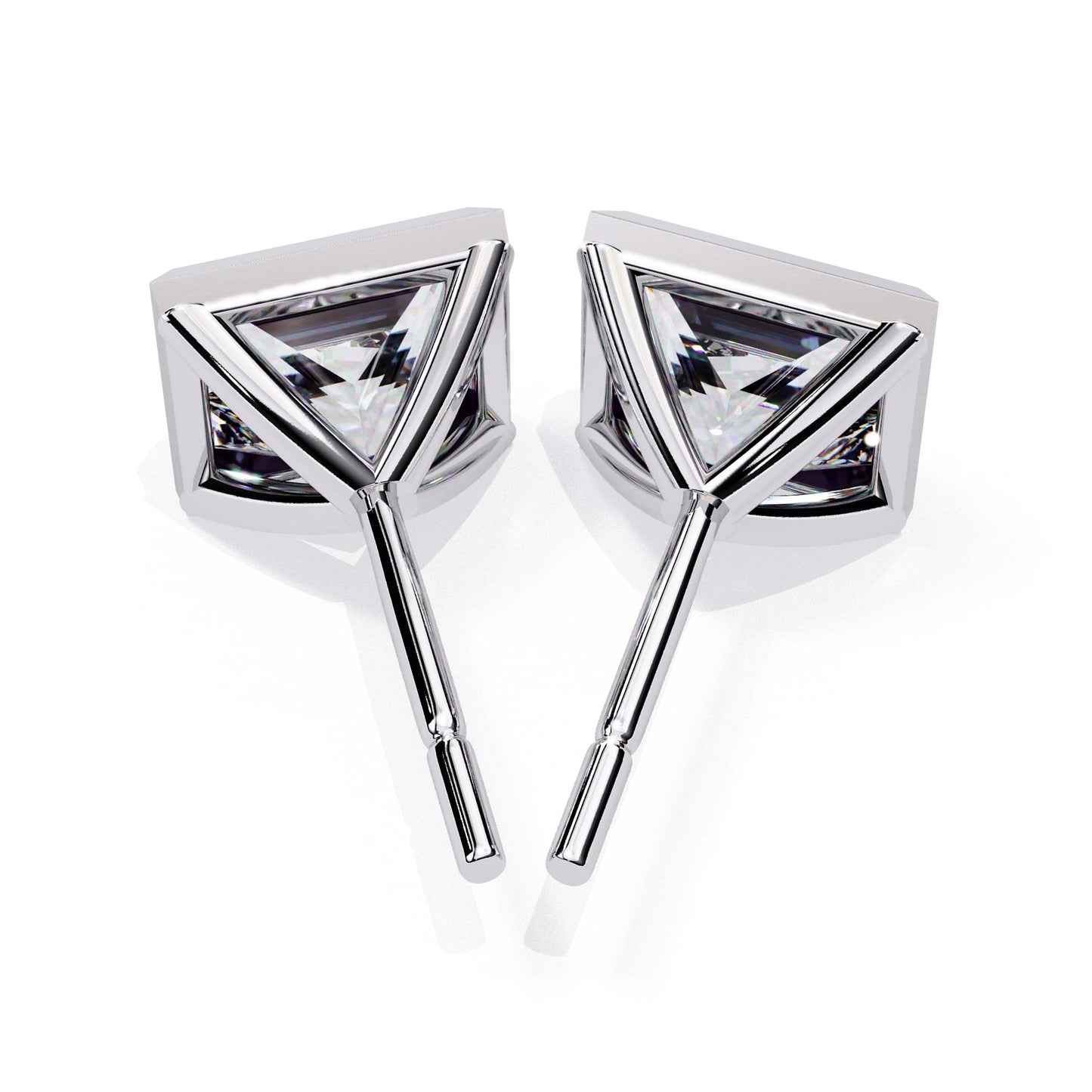 Bezel Set Princess Diamond Stud Earrings