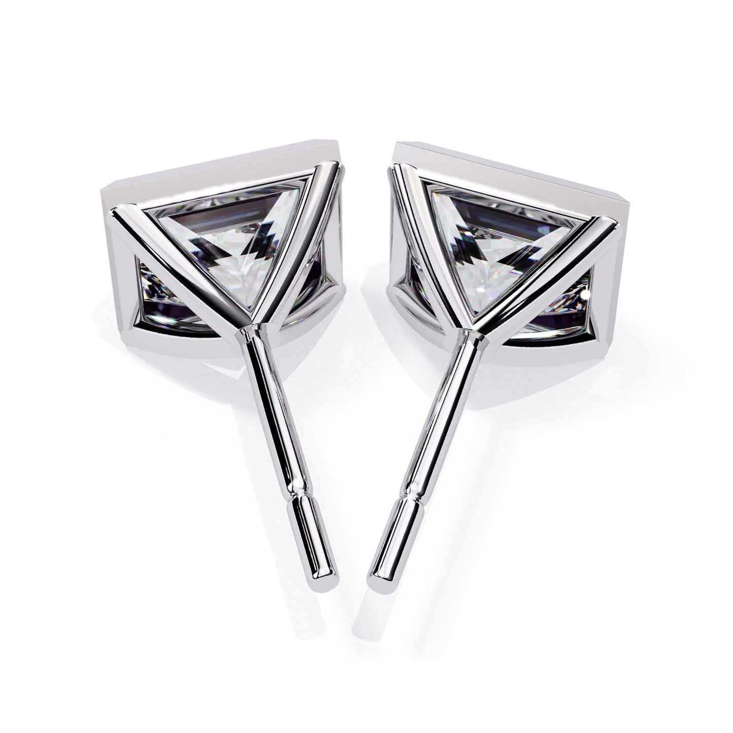 Bezel Set Princess Diamond Stud Earrings