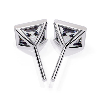 Bezel Set Princess Diamond Stud Earrings