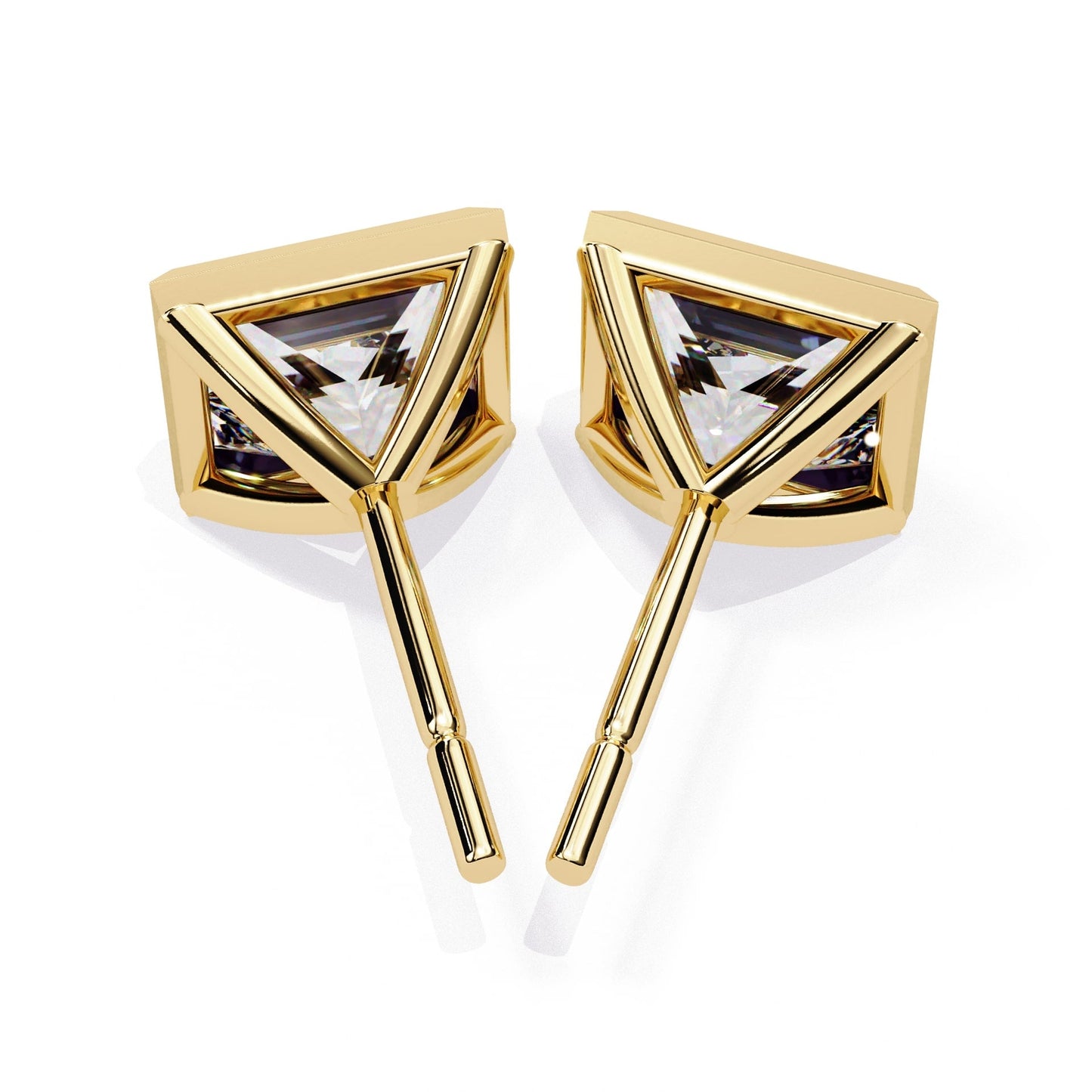 Bezel Set Princess Diamond Stud Earrings