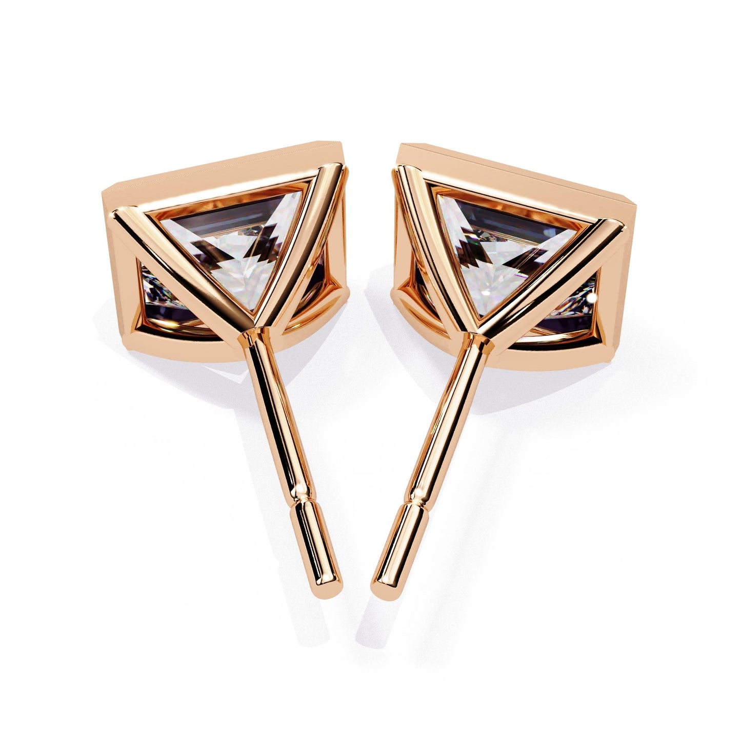 Bezel Set Princess Diamond Stud Earrings