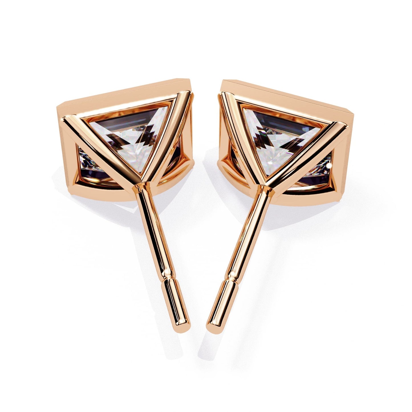 Bezel Set Princess Diamond Stud Earrings