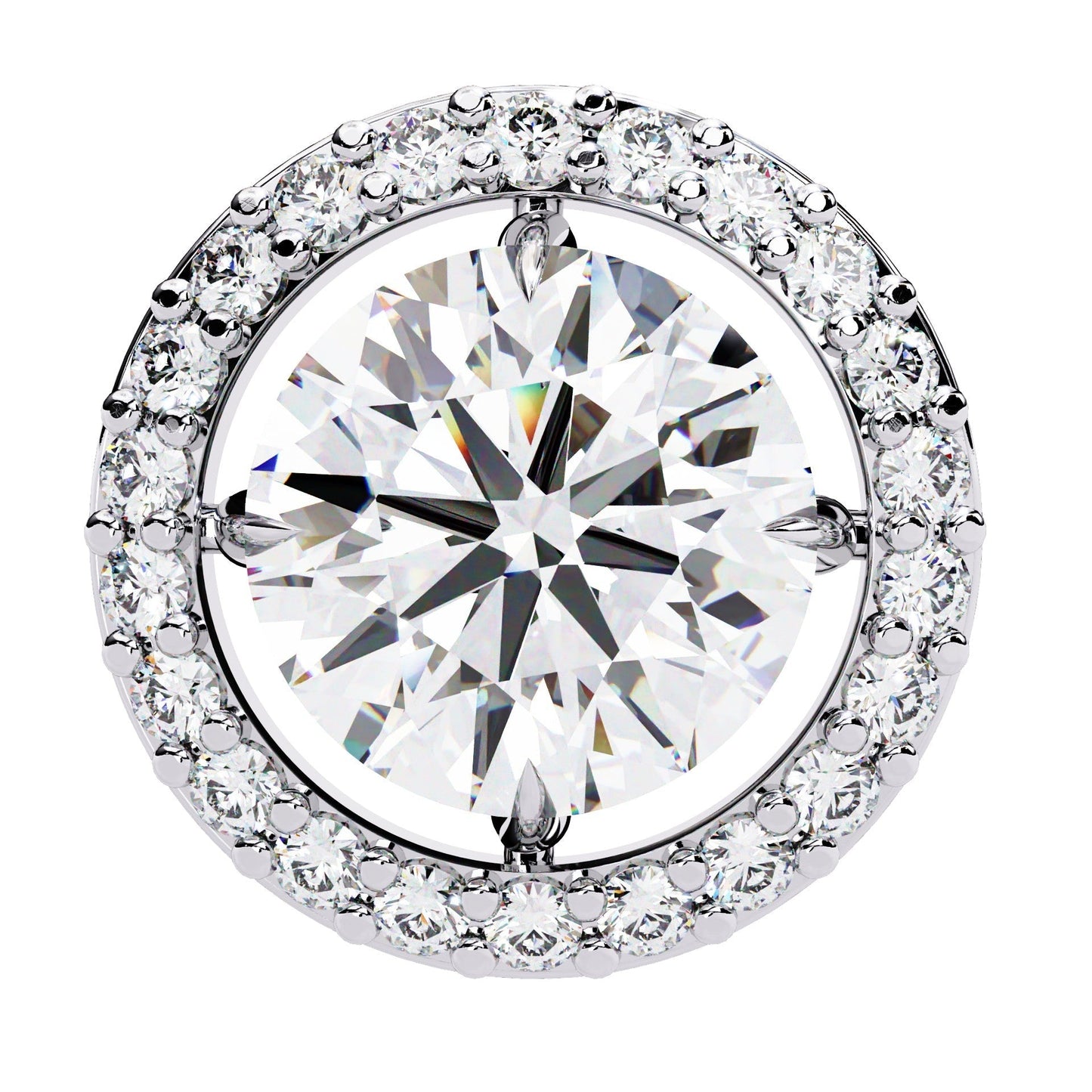 Round Cut Halo Diamond Stud Earrings