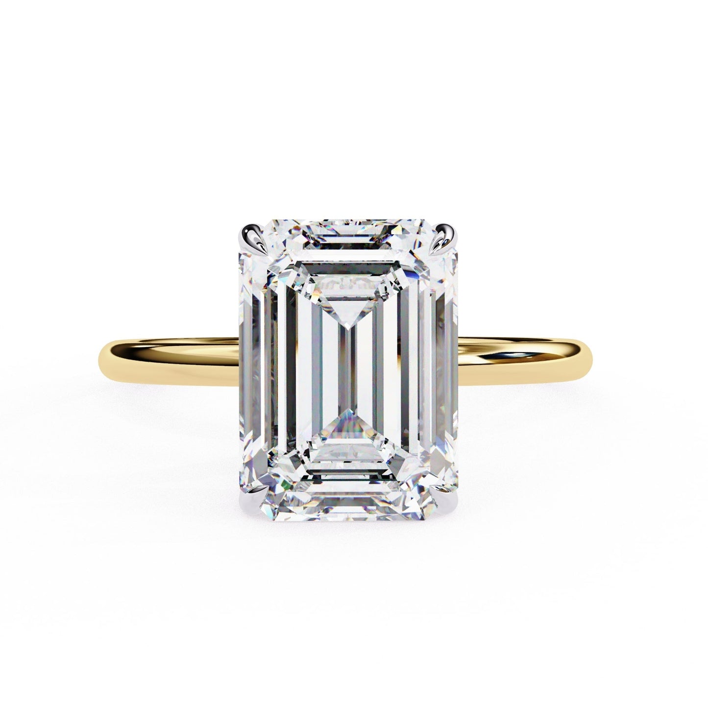 Emerald Lab Grown Diamond Hidden Halo Engagement Ring