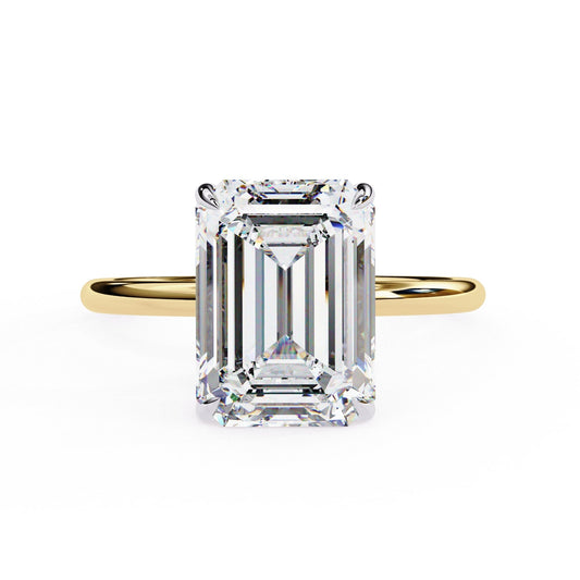 Emerald Lab Grown Diamond Hidden Halo Engagement Ring