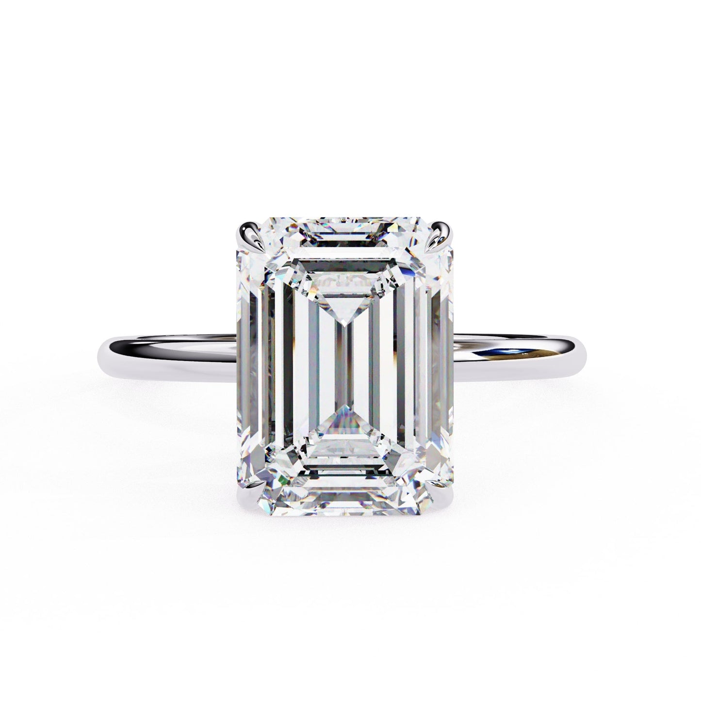 Emerald Lab Grown Diamond Hidden Halo Engagement Ring