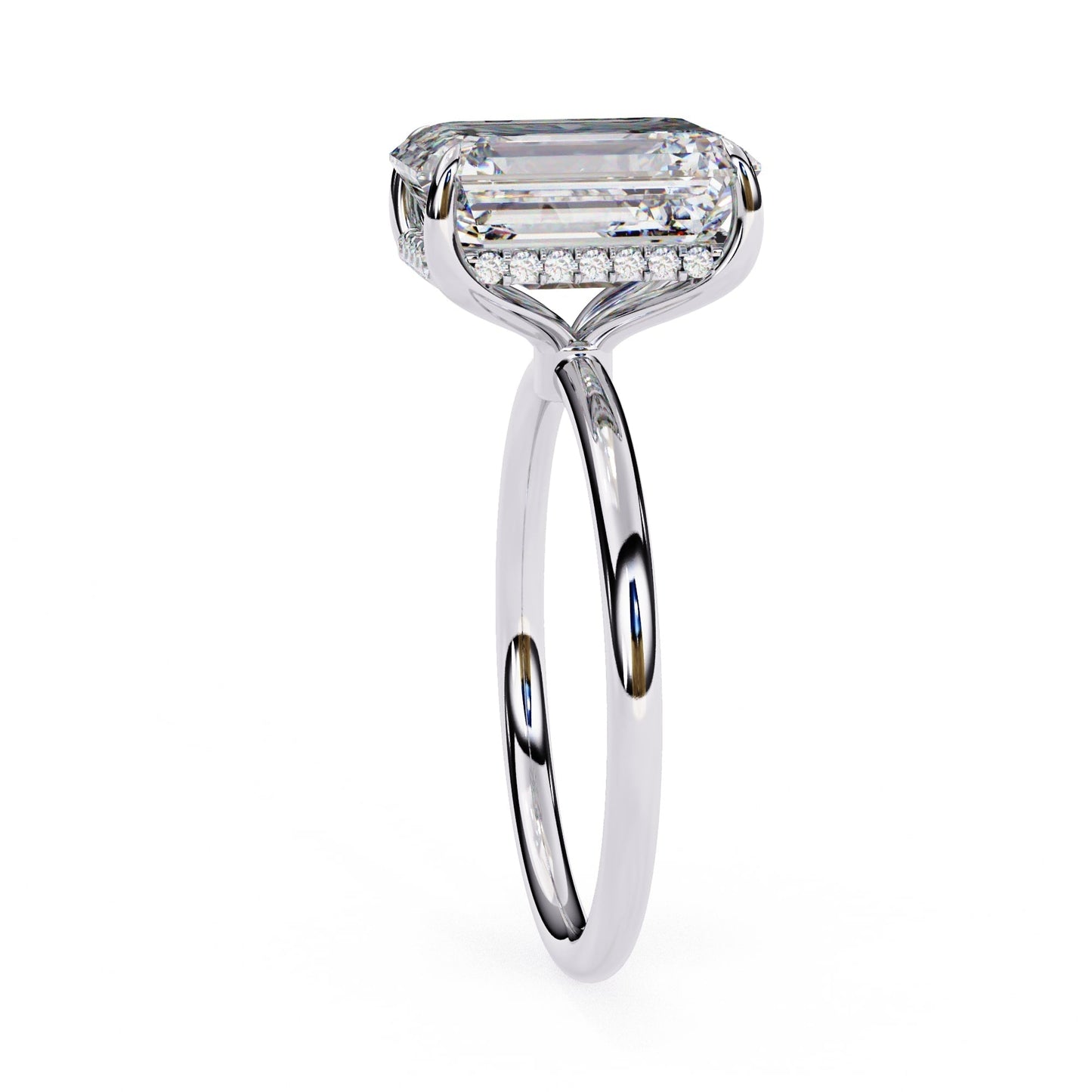 Emerald Lab Grown Diamond Hidden Halo Engagement Ring