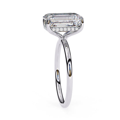 Emerald Lab Grown Diamond Hidden Halo Engagement Ring
