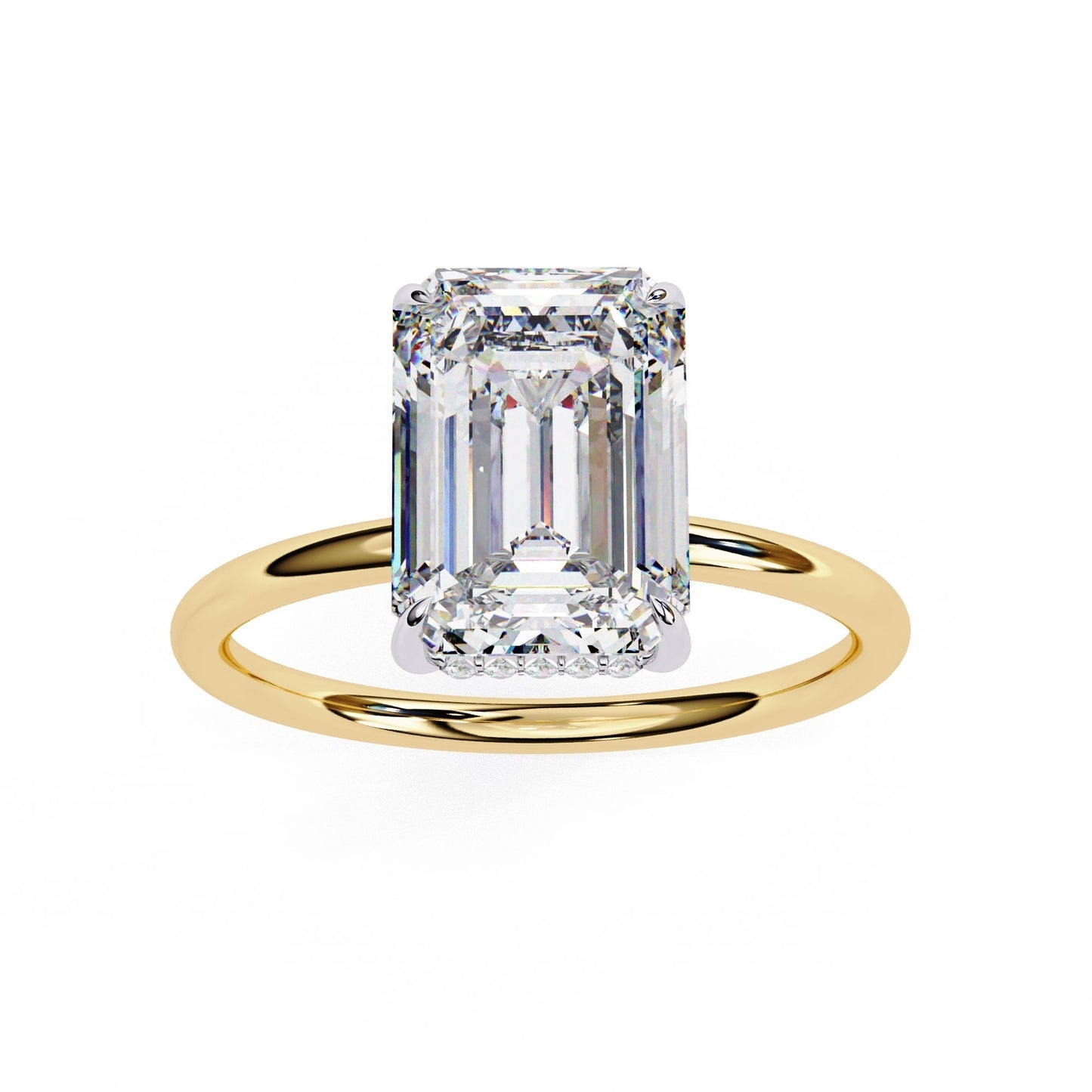 Emerald Lab Grown Diamond Hidden Halo Engagement Ring